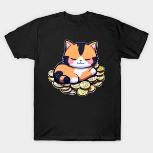 Crypto Cat HODL Bitcoin Design T-Shirt